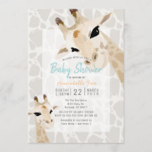 Mama & Baby Giraffe Greige Watercolor Kinderdusche