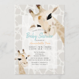 Mama & Baby Giraffe Greige Watercolor Kinderdusche Einladung