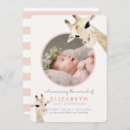 Mama & Baby Giraffe Rosa Foto Geburtsankündigung Einladung