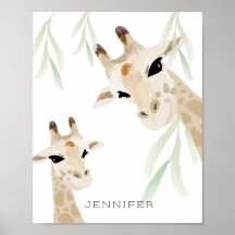 Mama & Baby Giraffe Wasserfarben Kinderzimmer Art