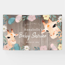 Mama & Baby Giraffe Wood Floral Baby Dusche Willko