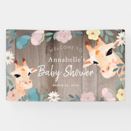 Mama & Baby Giraffe Wood Floral Baby Dusche Willko Banner