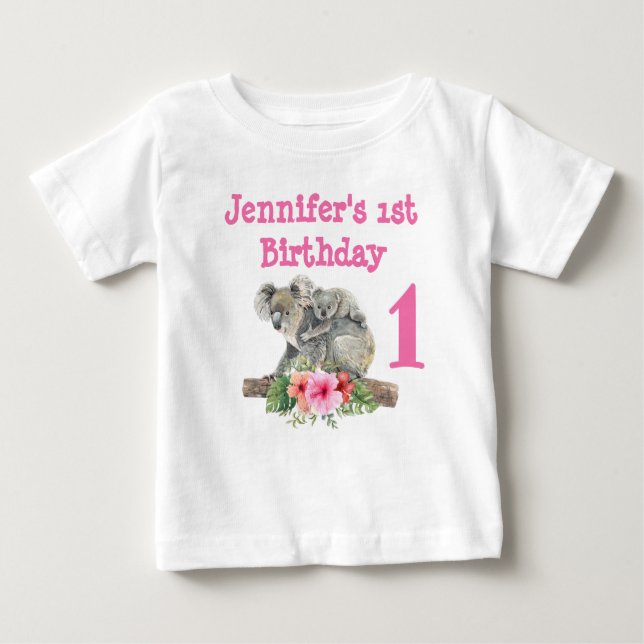 Mama & Baby Koala Bears Aquarell Baby T-shirt (Vorderseite)