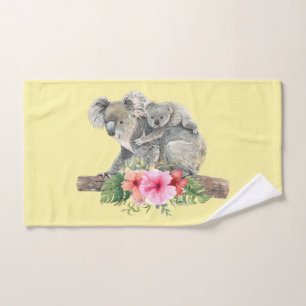 Mama & Baby Koala Bears Niedlich Watercolor Badhandtuch Set