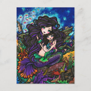 Mama & Baby Mermaid Fantasy Marine Art Postkarte