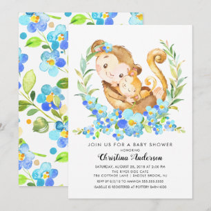 Mama & Baby Monkey Babydusche Einladung