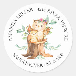 Mama & Baby Owl Baby Showadresse Etikett Runder Aufkleber