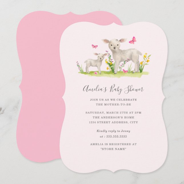 Mama Baby Sheep Sweet Baby Dusche Einladung (Vorne/Hinten)