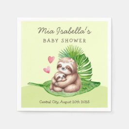 Mama & Baby Sloth Anpassbare Babydusche Napkins Serviette