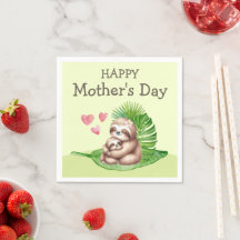 Mama & Baby Sloth Anpassbare Napkins