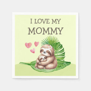 Mama & Baby Sloth Anpassbare Napkins Serviette