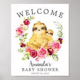 Mama & Baby Sloth Begrüßungstücher Kinderdusche Po Poster