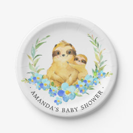 Mama & Baby Sloth Boys Babydusche 7" Platten Pappteller