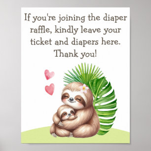 Mama & Baby Sloth Diaper Raffle Baby Shooter Poste Poster