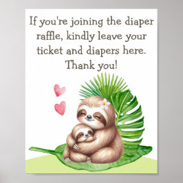 Mama & Baby Sloth Diaper Raffle Baby Shooter Poste Poster