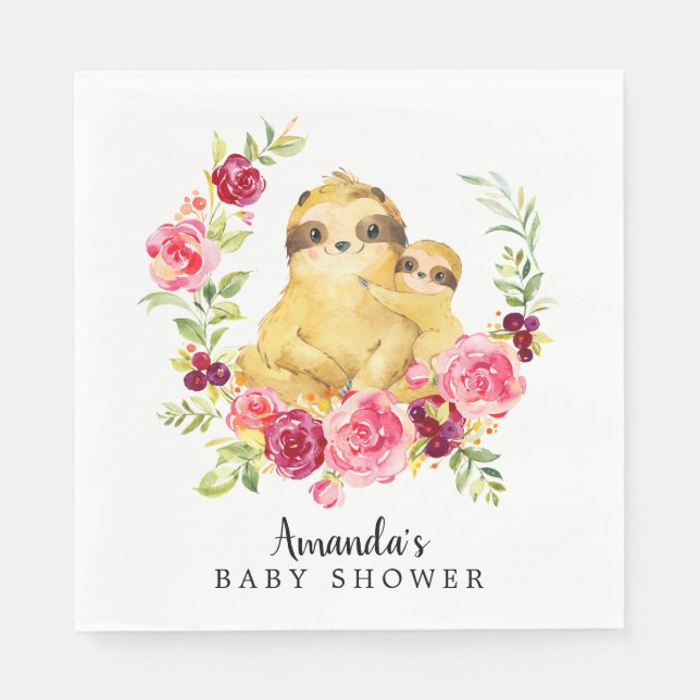Mama & Baby Sloth Girls Duschpapier Napkins Serviette (Vorderseite)
