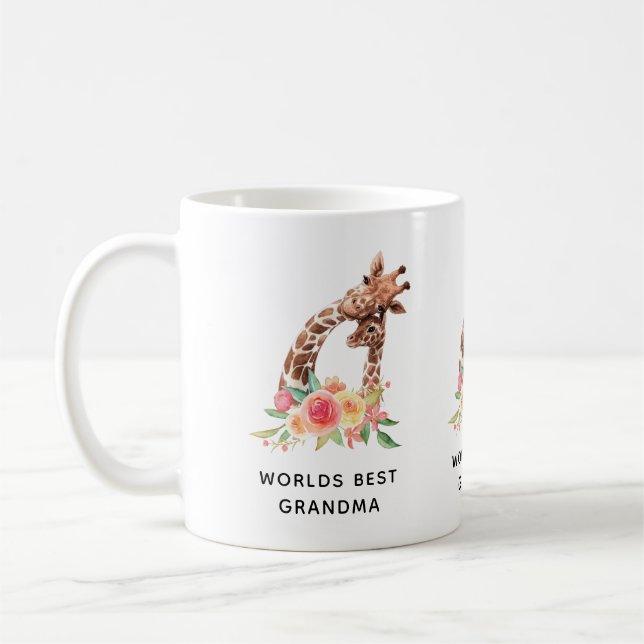 Mama & Baby Watercolor Giraffe Welten Beste Oma Kaffeetasse (Links)