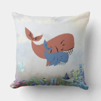 Mama & Baby Whale Throw Pillow  Kissen