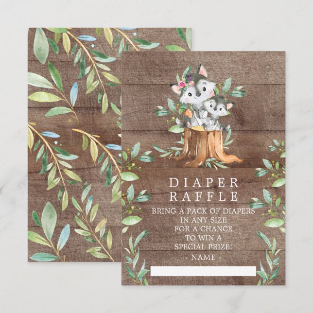 Mama & Baby Wolf Babyduschmaschine Windelwischer T Begleitkarte (Vorne/Hinten)