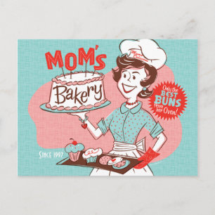 Mama Bäckerei Retro Muttertag Postkarte