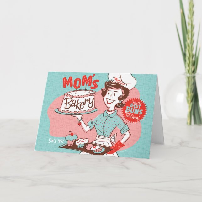 Mama Bäckerei Retro Muttertagskarte Karte (Vorderseite)