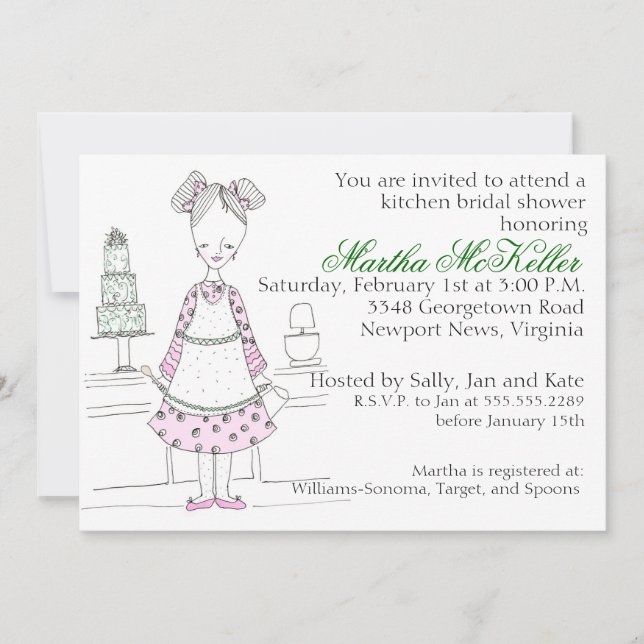 Mama Bakes - Kitchen Bridal Dusche Einladung (Vorderseite)