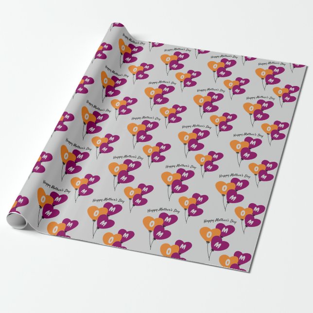Mama Balloon hört glücklichen Muttertag Geschenkpapier (Ungerollt)
