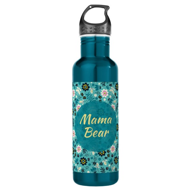 Mama Bär Aquamarine Wasserflasche Edelstahlflasche (Vorderseite)