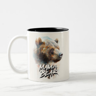 Mama Bär Aquarell Mutter Rustikal  Zweifarbige Tasse