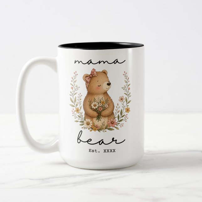 Mama Bär für Mutter Muttertag Geburtstag Zweifarbige Tasse (Links)