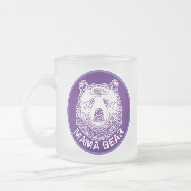 Mama-Bär, Handgezeichnete Illustration Mattglastasse (Links)
