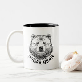Mama-Bär, Handgezeichnete Illustration Zweifarbige Tasse