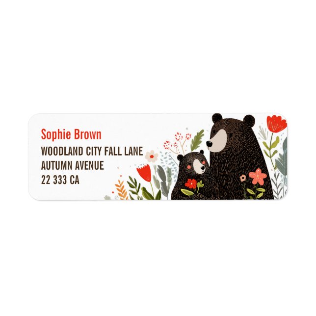 Mama Bär & Jungtier Süße Tiere Florale Rücksendead (Vorne)