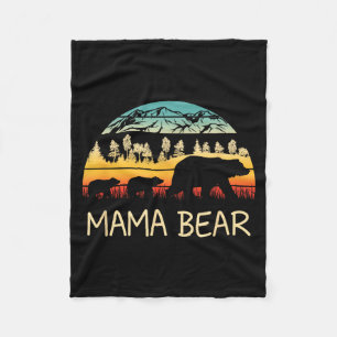 Mama Bär mit 2 Jungen Retro-Berge Muttertag Fleecedecke