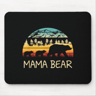 Mama Bär mit 2 Jungen Retro-Berge Muttertag Mousepad