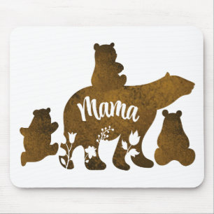 Mama-Bär mit 3 Baby-Bärenkuchen nach Mama Mousepad