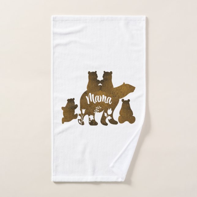 Mama-Bär mit 4 Cubs Mama 4 Kindergeschenk Badhandtuch Set (Handtuch)