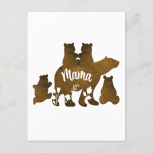 Mama-Bär mit 4 Cubs Mama 4 Kindergeschenk Postkarte