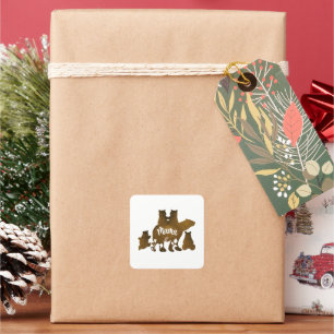 Mama-Bär mit 4 Cubs Mama 4 Kindergeschenk Quadratischer Aufkleber