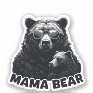 Mama-Bär mit dunkler Sonnenblase Aufkleber