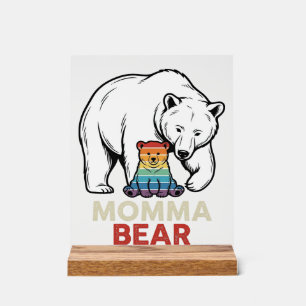 Mama-Bär-Regenbogen-Vintage-Stickerei-Shirt-Design Acrylschild