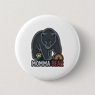 Mama-Bär-Regenbogen-Vintage-Stickerei-Shirt-Design Button