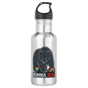 Mama-Bär-Regenbogen-Vintage-Stickerei-Shirt-Design Edelstahlflasche