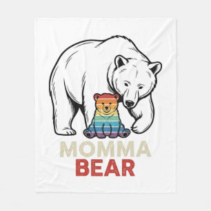 Mama-Bär-Regenbogen-Vintage-Stickerei-Shirt-Design Fleecedecke