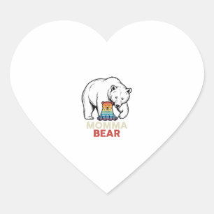 Mama-Bär-Regenbogen-Vintage-Stickerei-Shirt-Design Herz-Aufkleber