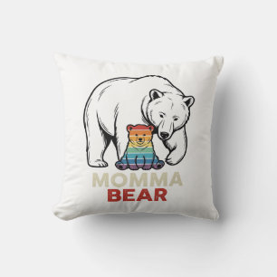 Mama-Bär-Regenbogen-Vintage-Stickerei-Shirt-Design Kissen