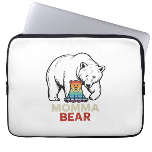 Mama-Bär-Regenbogen-Vintage-Stickerei-Shirt-Design Laptopschutzhülle