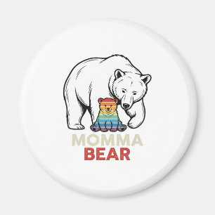 Mama-Bär-Regenbogen-Vintage-Stickerei-Shirt-Design Magnet