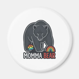 Mama-Bär-Regenbogen-Vintage-Stickerei-Shirt-Design Magnet