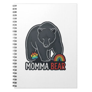 Mama-Bär-Regenbogen-Vintage-Stickerei-Shirt-Design Notizblock
